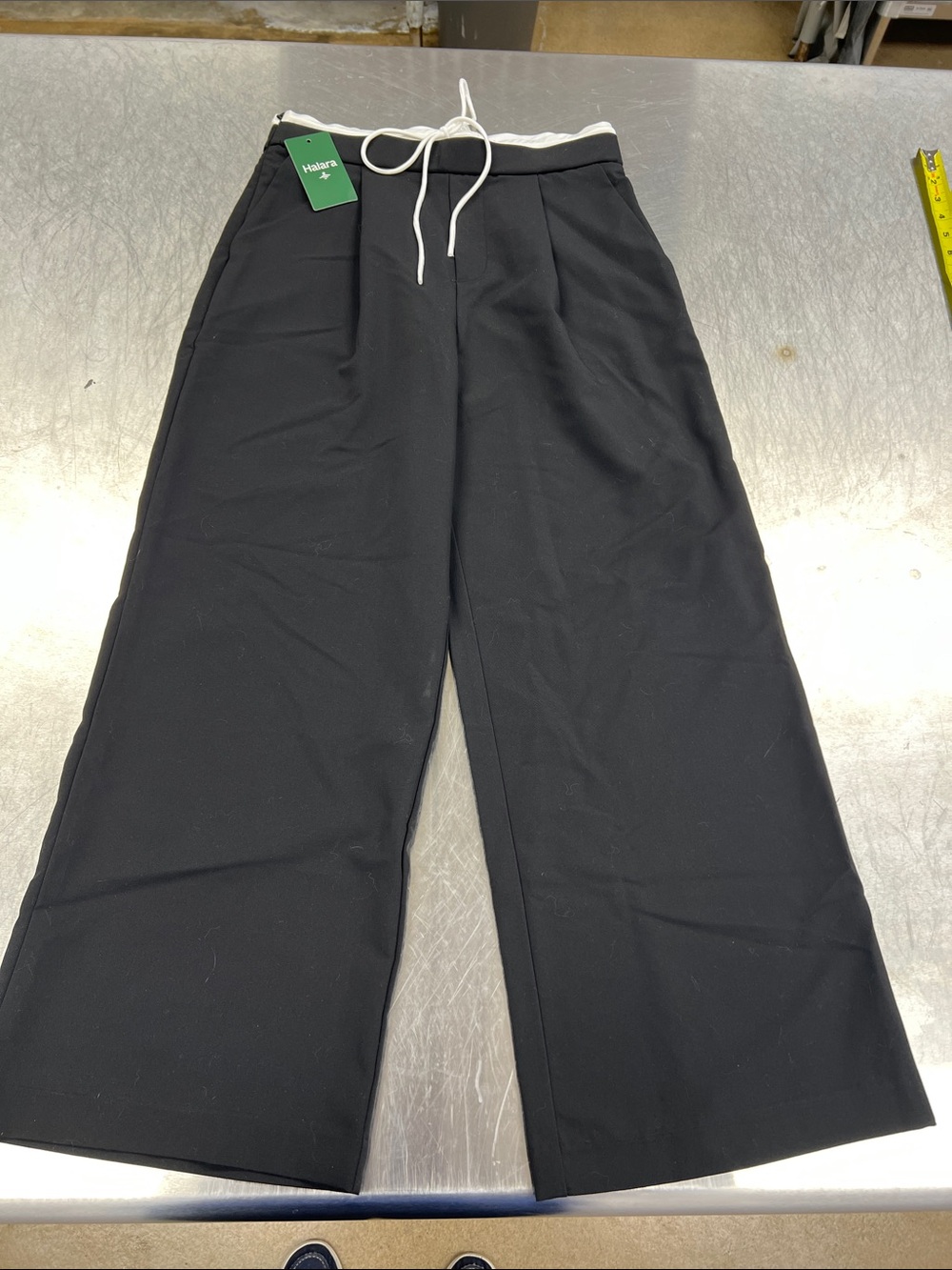 HALARA Black Drawstring Wide Leg Pants